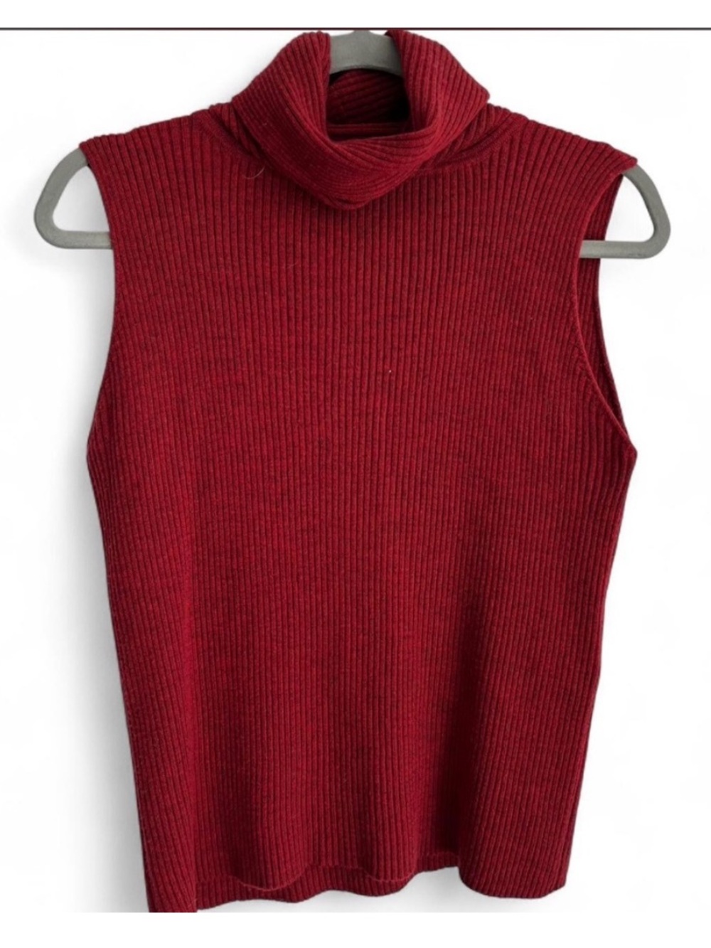 NWOT Eileen Fisher 100% merino wool sleeveless turtleneck red size M